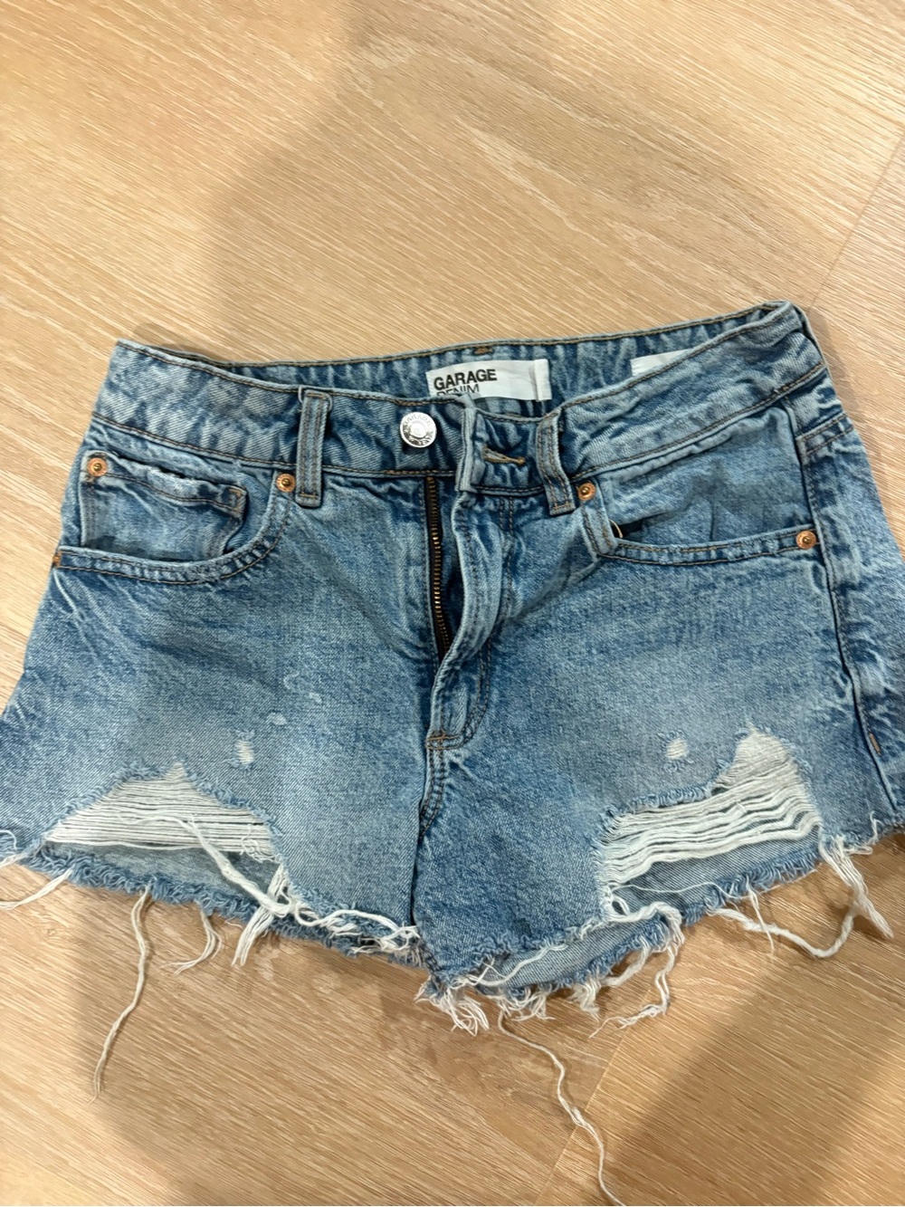 Garage Light Blue Distressed Denim Cutoff Shorts